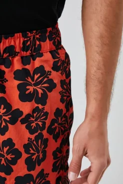 Tropical Floral Print Swim Trunks