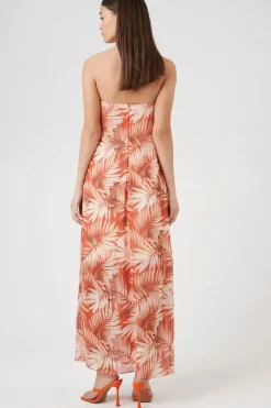 Tropical Leaf Print Maxi Dress