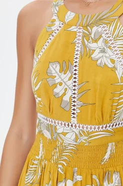 Tropical Leaf Print Maxi Dress