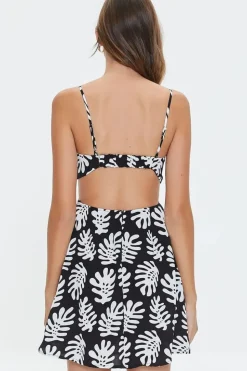 Tropical Leaf Print Mini Dress