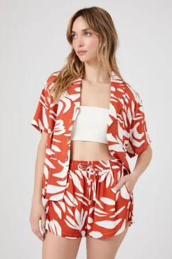 Tropical Print Drawstring Shorts
