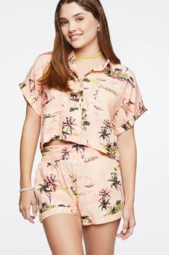 Tropical Print High-Rise Shorts