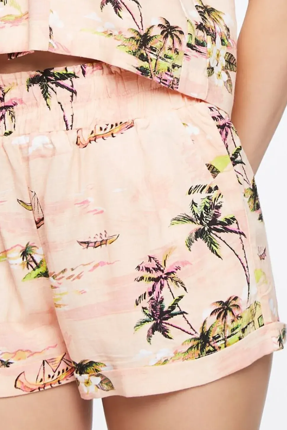 Tropical Print High-Rise Shorts