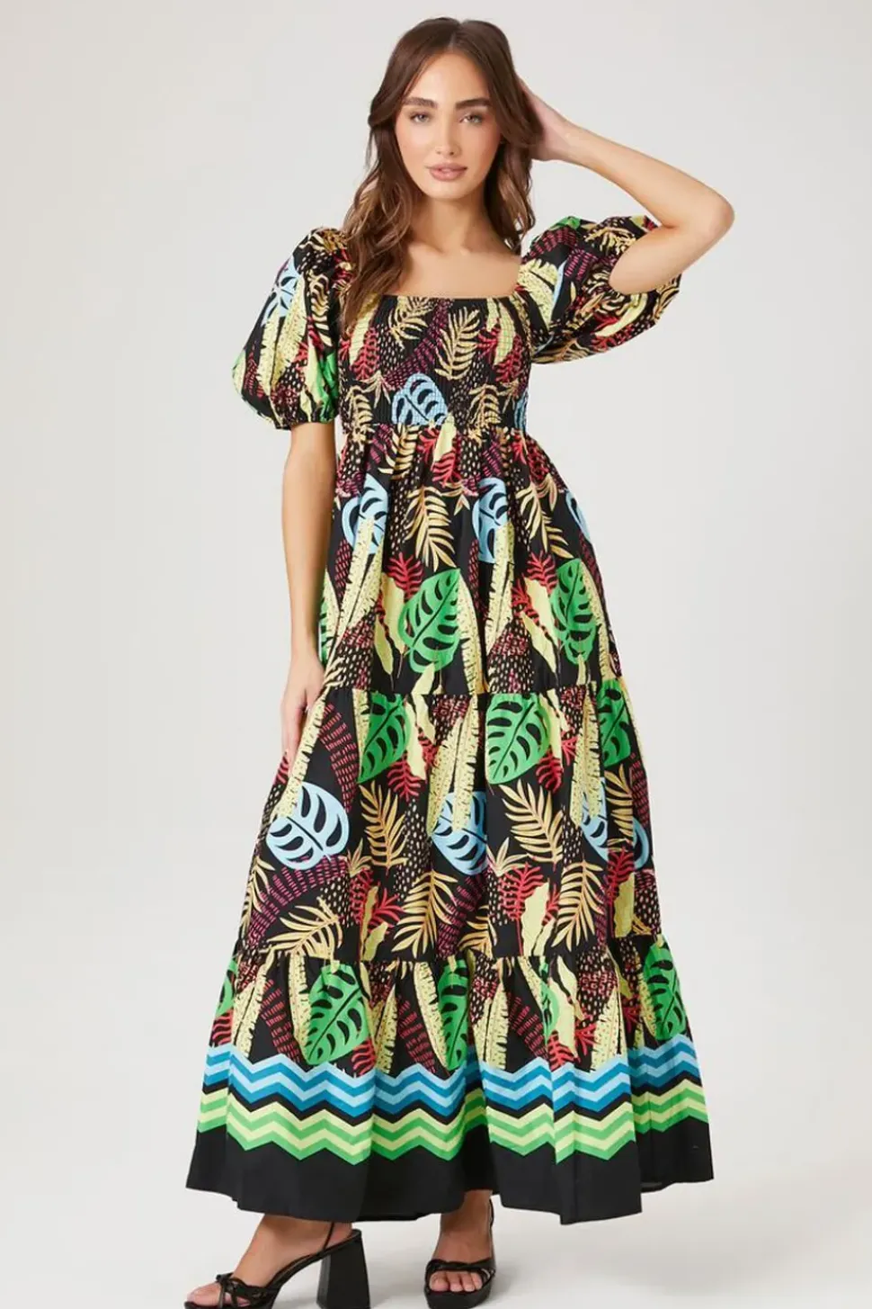 Tropical Print Maxi Dress