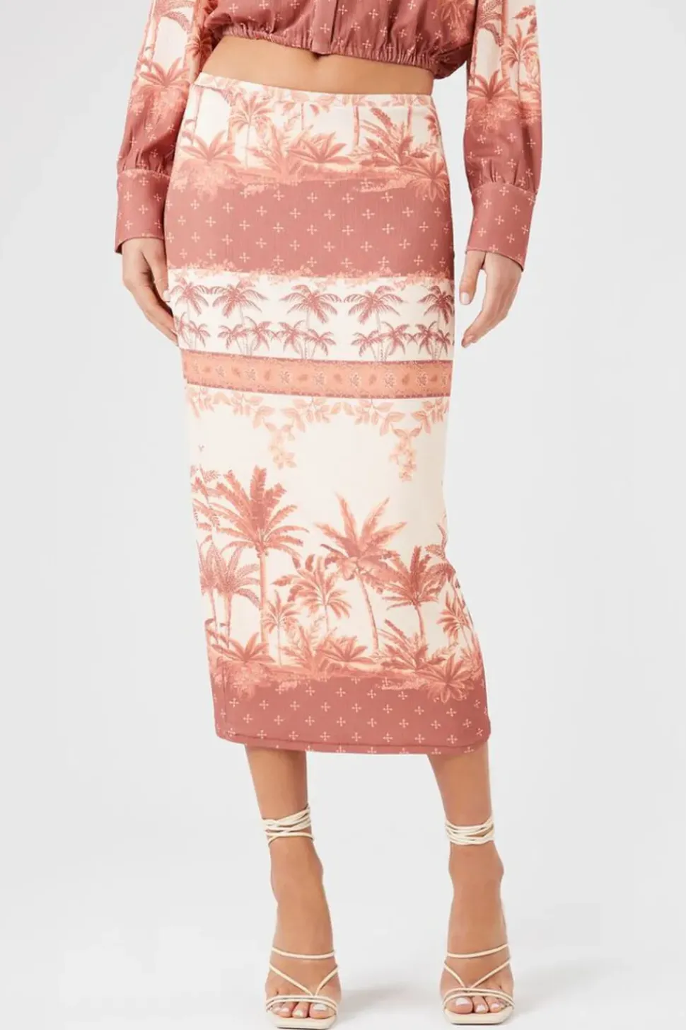 Tropical Print Midi Skirt