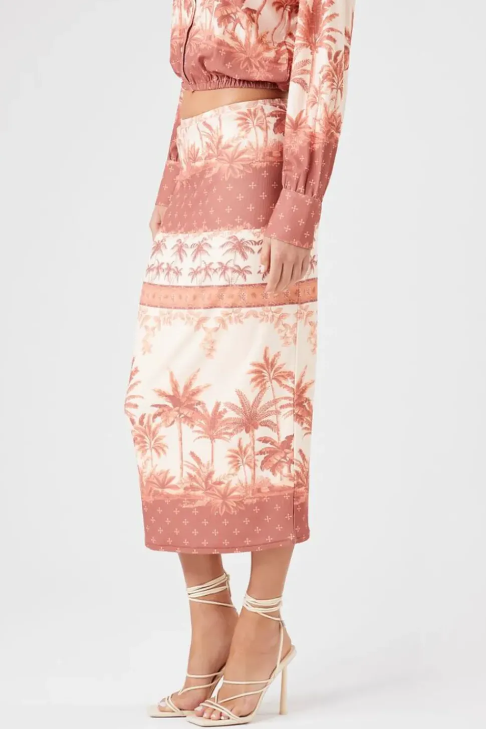 Tropical Print Midi Skirt