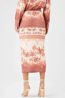 Tropical Print Midi Skirt