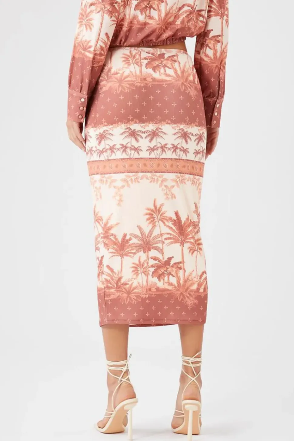 Tropical Print Midi Skirt