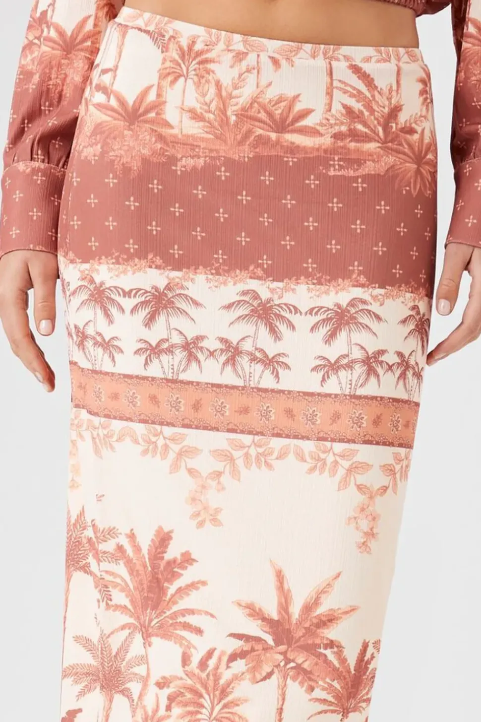 Tropical Print Midi Skirt