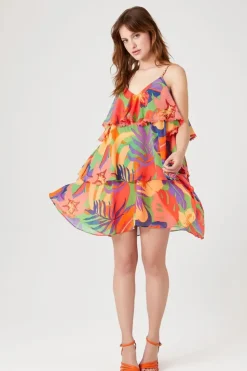 Tropical Print Tiered Dress