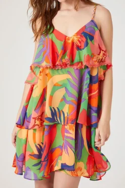Tropical Print Tiered Dress