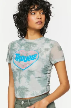 Trouble Tie-Dye Mesh Graphic Tee
