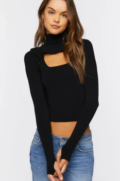 Turtleneck Combo Sweater-Knit Top