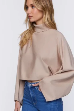 Turtleneck Dolman-Sleeve Sweater