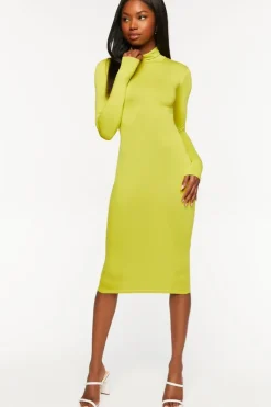Turtleneck Long-Sleeve Midi Dress