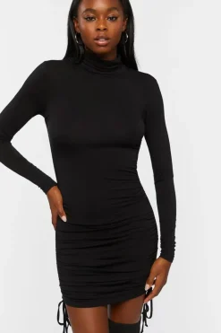 Turtleneck Ruched Mini Dress