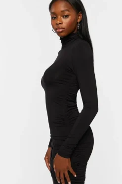 Turtleneck Ruched Mini Dress