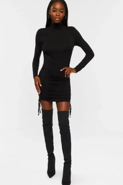 Turtleneck Ruched Mini Dress