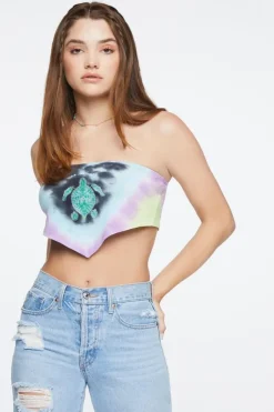 Turtle Tie-Dye Handkerchief Tube Top