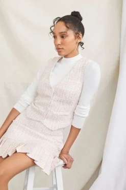 Tweed Button-Front Vest