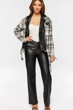 Tweed & Faux Leather Moto Jacket