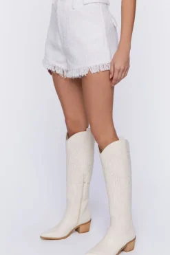 Tweed Frayed-Trim High-Rise Shorts