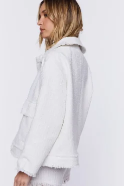 Tweed Frayed-Trim Shacket