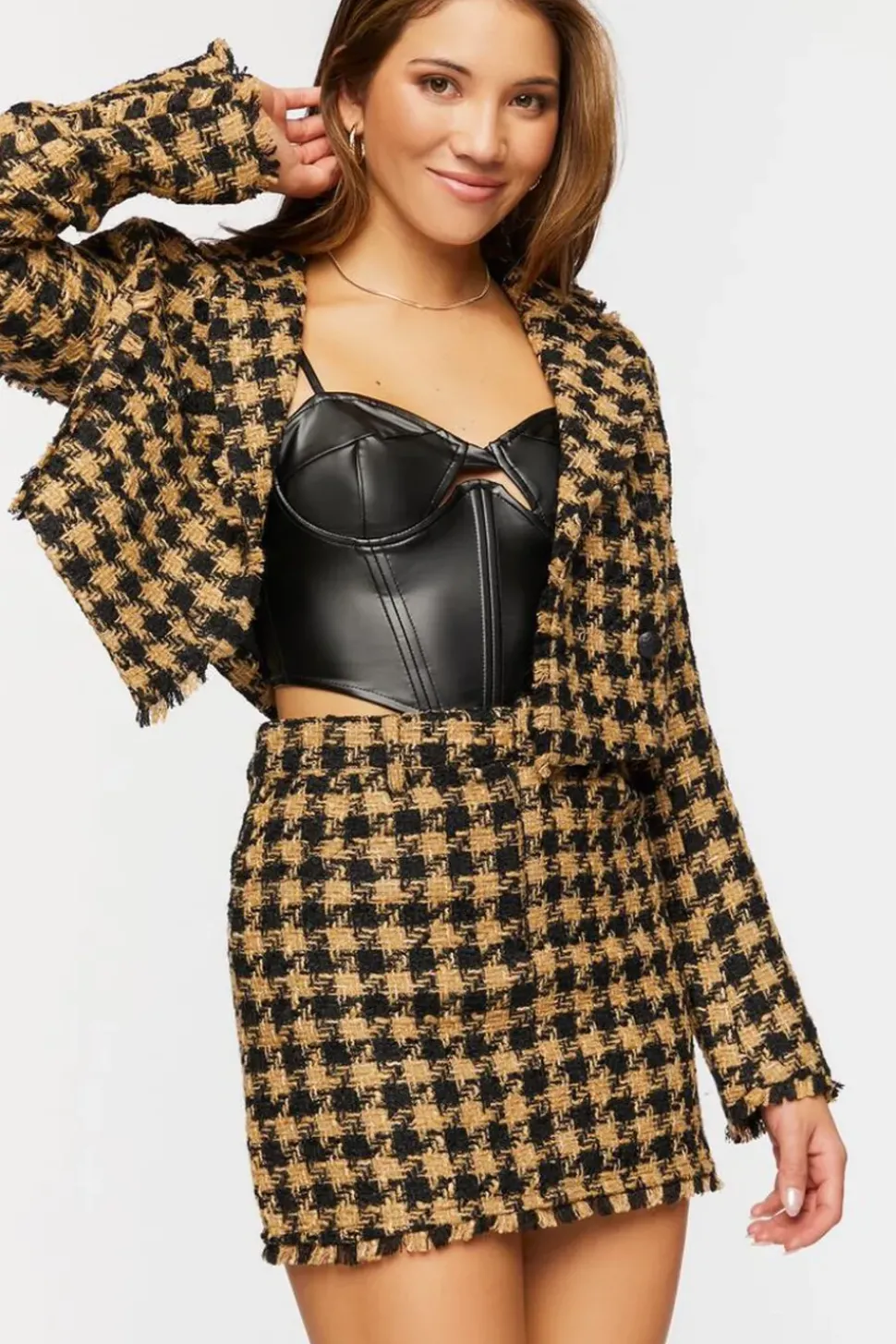 Tweed Houndstooth Mini Skirt