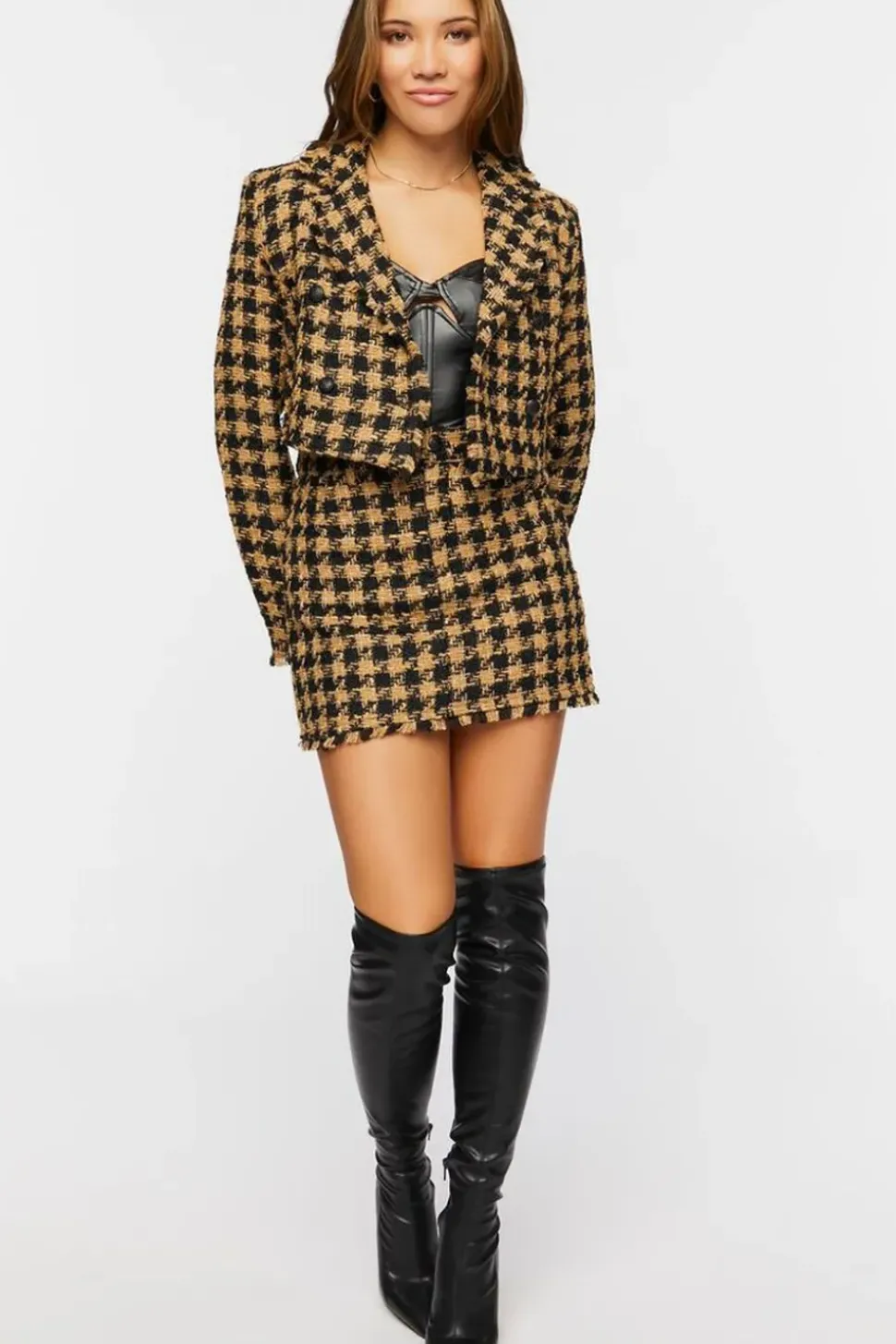 Tweed Houndstooth Mini Skirt