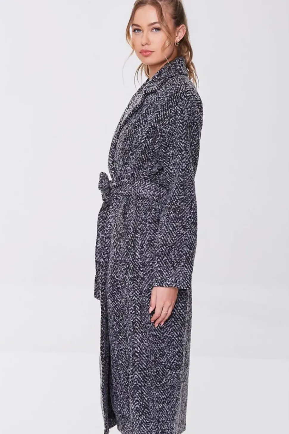 Tweed Longline Wrap Coat