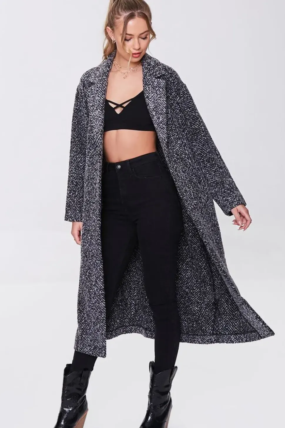 Tweed Longline Wrap Coat