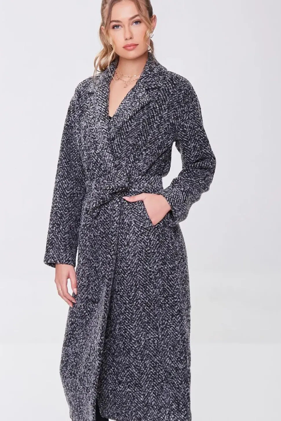 Tweed Longline Wrap Coat