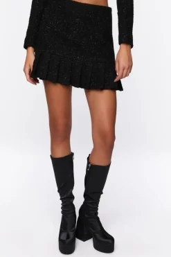 Tweed Pleated Mini Skirt