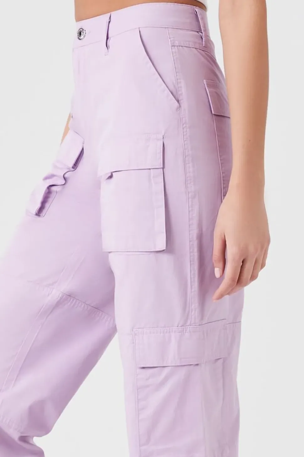 Twill High-Rise Cargo Pants