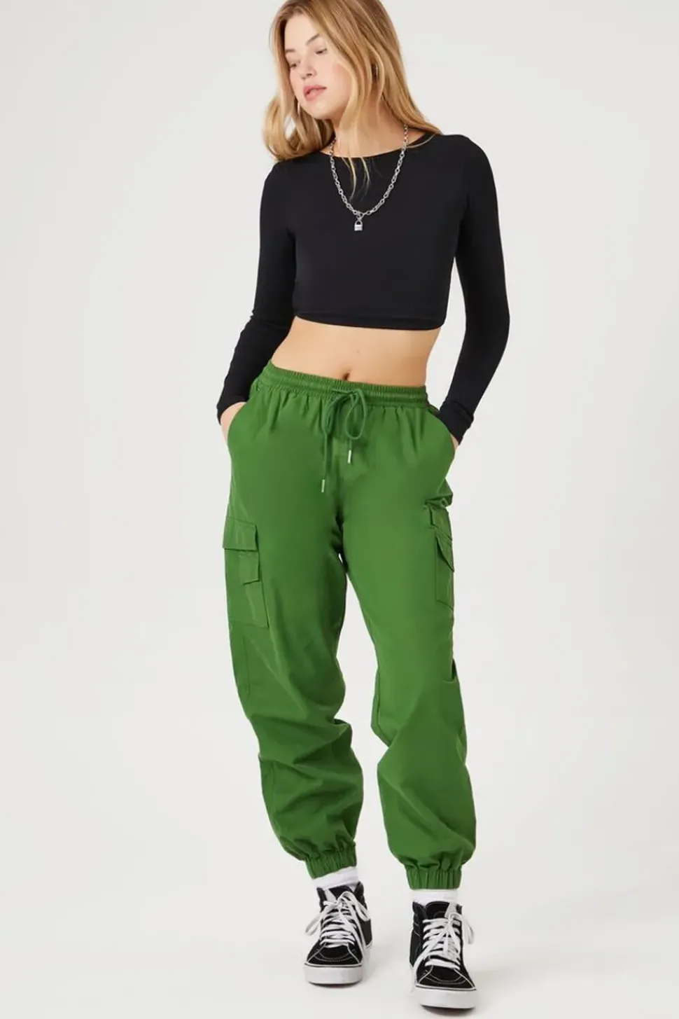 Twill Mid-Rise Cargo Joggers