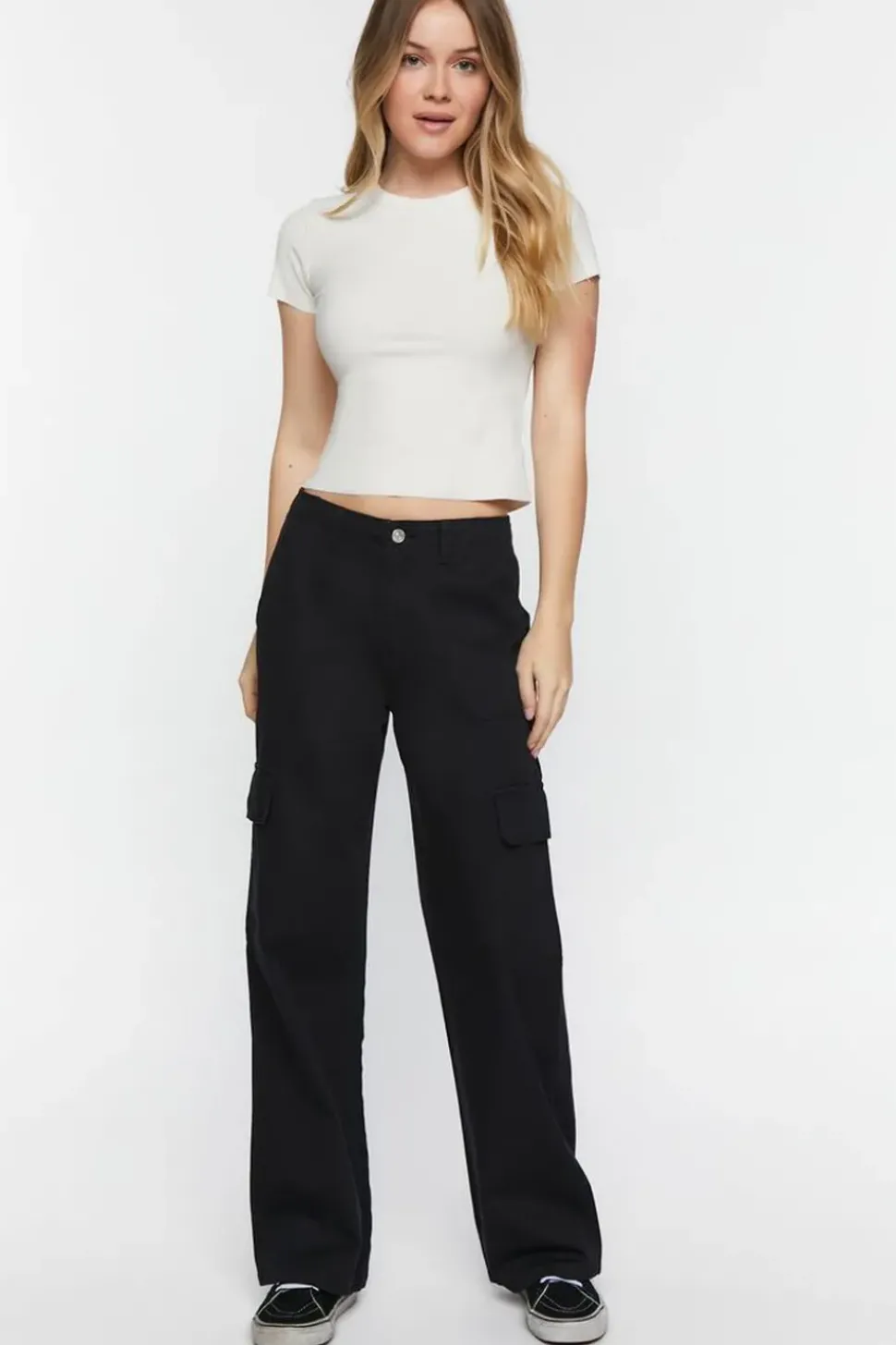 Twill Mid-Rise Cargo Pants