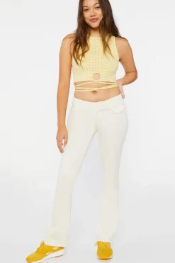 Twill Mid-Rise Flare Pants