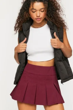 Twill Pleated Mini Skirt