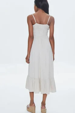 Twill Ruffled Cami Midi Dress