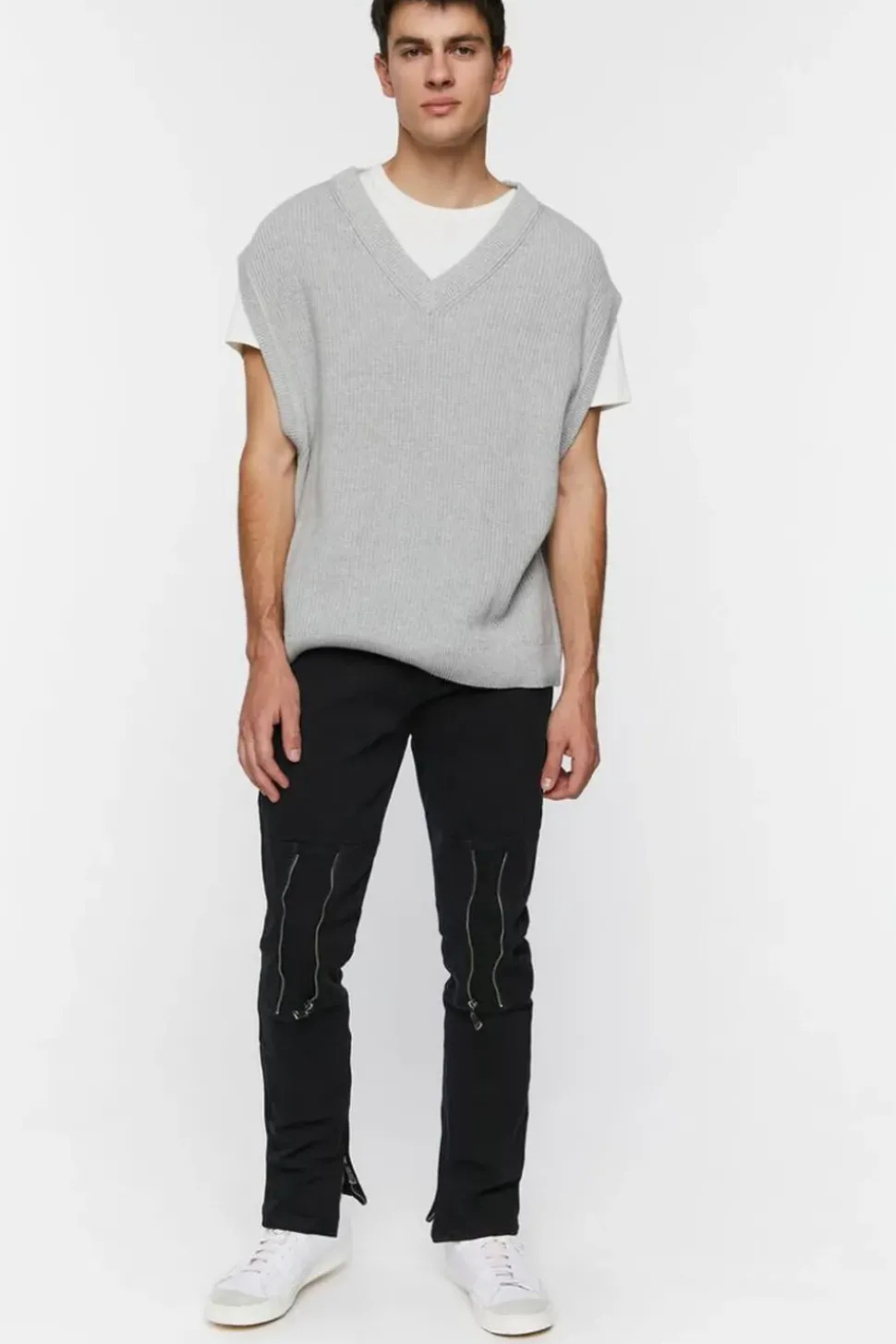 Twill Slim-Fit Zippered Pants