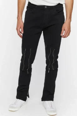 Twill Slim-Fit Zippered Pants