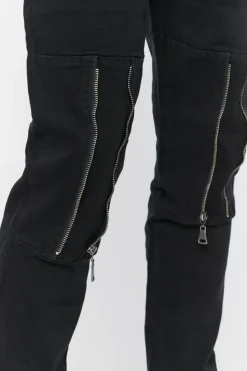 Twill Slim-Fit Zippered Pants
