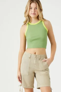 Twill Tie-Hem Bermuda Shorts