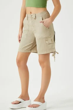 Twill Tie-Hem Bermuda Shorts