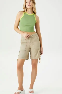 Twill Tie-Hem Bermuda Shorts