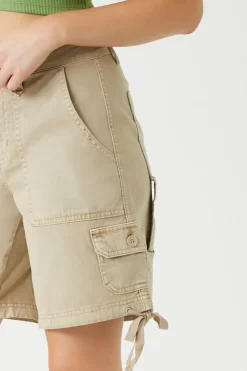 Twill Tie-Hem Bermuda Shorts