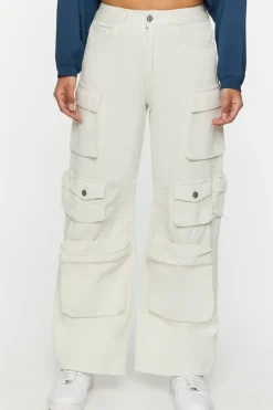 Twill Wide-Leg Cargo Pants