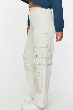 Twill Wide-Leg Cargo Pants