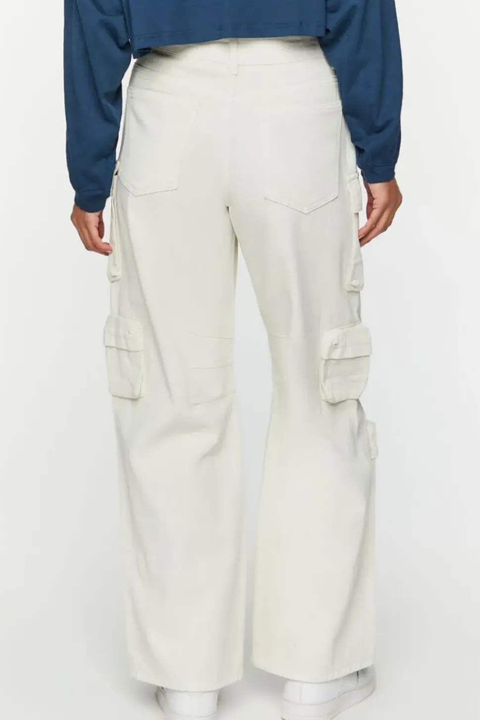 Twill Wide-Leg Cargo Pants