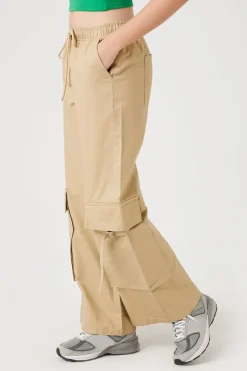 Twill Wide-Leg Cargo Pants
